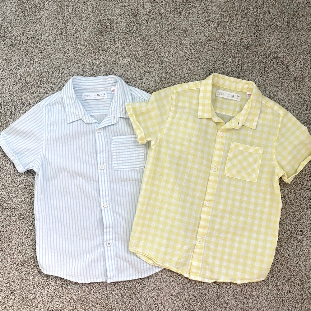 2 Zara Button Up Short Sleeve Size 4-5